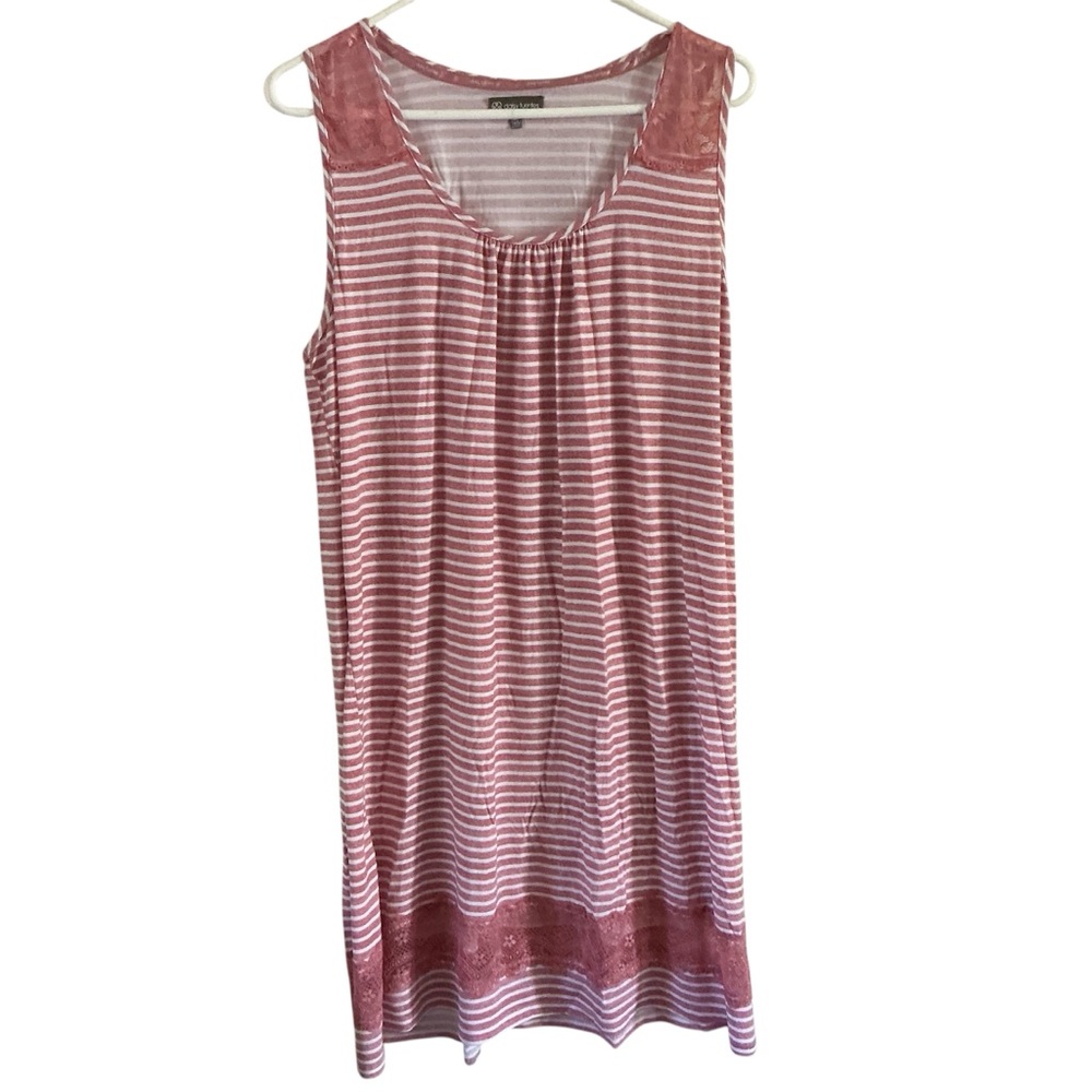 Daisy Fuentes Pink and White Striped Dress 2X